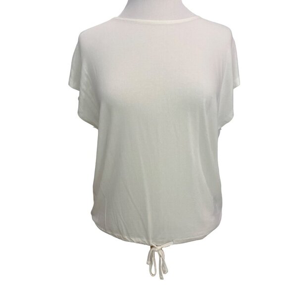 NWT Vero Moda ecru white top tie bottom lightweight short sleeve crew small boxy - Picture 1 of 14